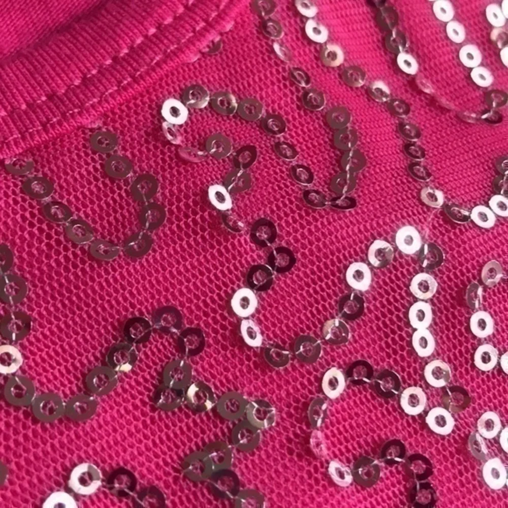 Tempted Girls Sequined Dress Size 4T Bright Pink Ruffled Bottom